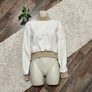 Fabletics S Tusk/Buff Mock Neck Sherpa Polar Fleece Malia Pullover Sweatshirt